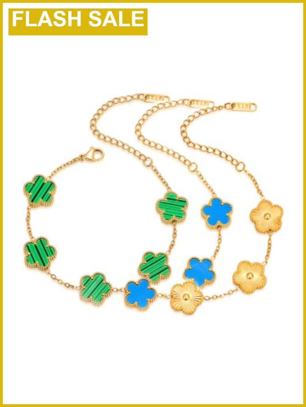 18K Gold-Plated Four Leaf Clover Bracelet Adjustable Lucky Charm Jewelry Gift